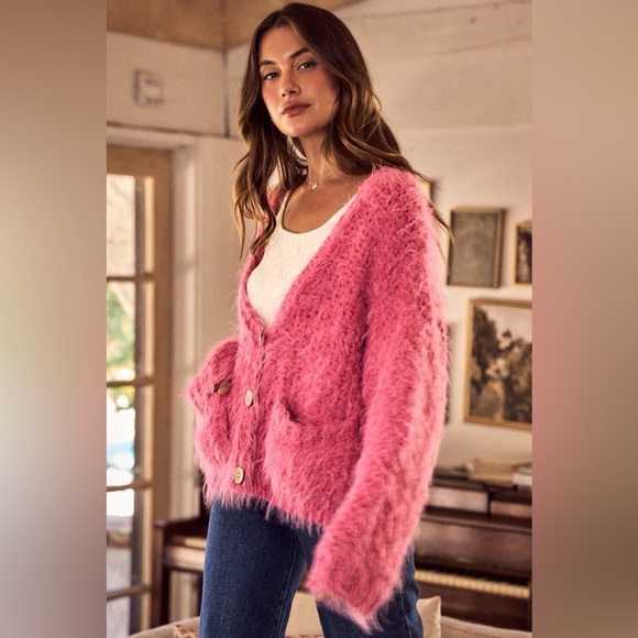 SO ME Soft Touch Hairy Loose Fit Cozy Sweater Cardigan - Picture 7 of 16